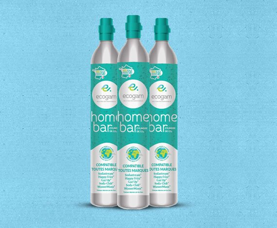 Produits Recharges CO2 sur fond de couleur